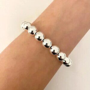 925 Sterling Silver Bead Bracelet 10 MM Ball Bracelet Large Round Bracelet